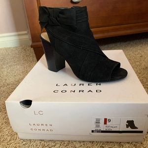 Black Suede Bootie with Bow - Size 9